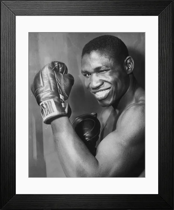 Framed Print : Dick Tiger Poses W / Flexed Arm &Gloves Framed Print : Dick Tiger Poses W / Flexed Arm &Gloves