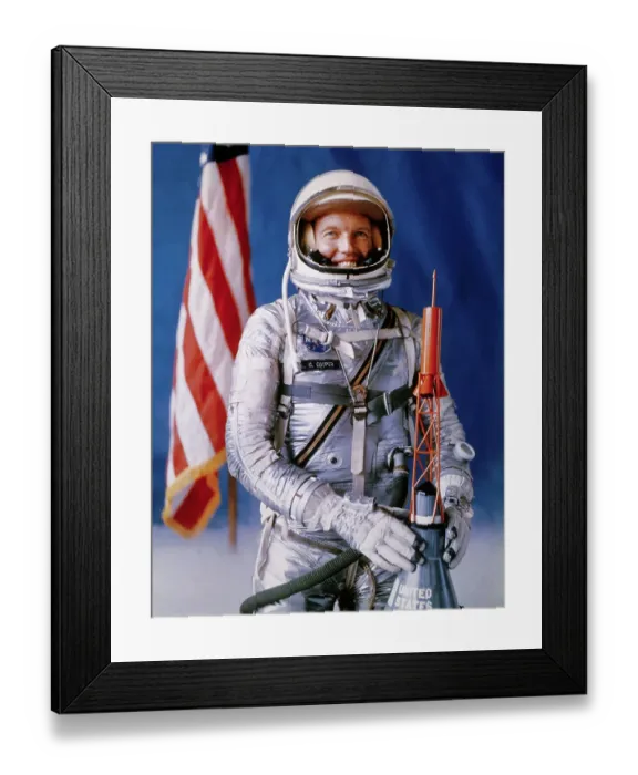 Framed Print : L. Gordon Cooper Smiling in Spacesuit Framed Print : L. Gordon Cooper Smiling in Spacesuit