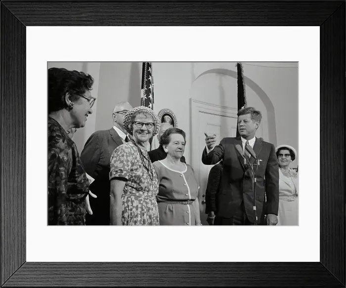 Framed Print : JFK and Elderly Peace Corps Volunteers Framed Print : JFK and Elderly Peace Corps Volunteers