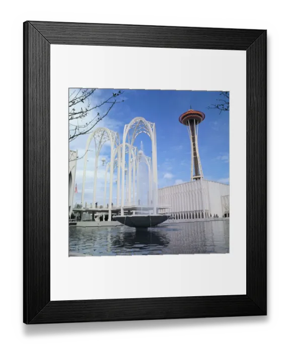 Framed Print : Space Needle and Science Pavilion Court