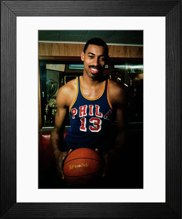 Framed Print : Wilt Chamberlain Standing by Trophy Display Framed Print : Wilt Chamberlain Standing by Trophy Display