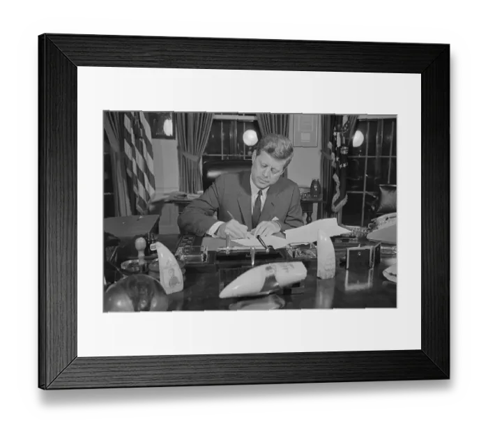 Framed Print : President John F. Kennedy Signing Blockade Order Framed Print : President John F. Kennedy Signing Blockade Order