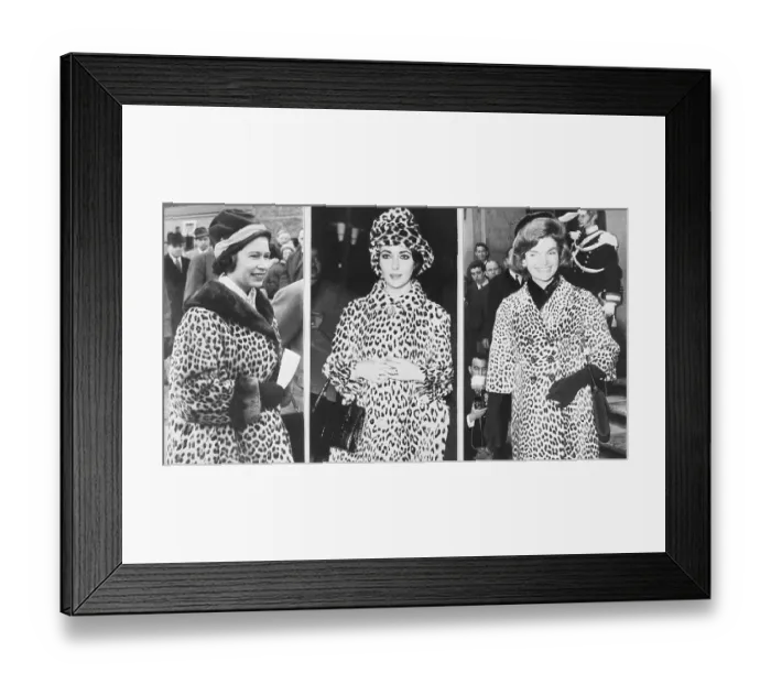 Framed Print : Three Famous Women in Leopard Fur Coats Framed Print : Three Famous Women in Leopard Fur Coats