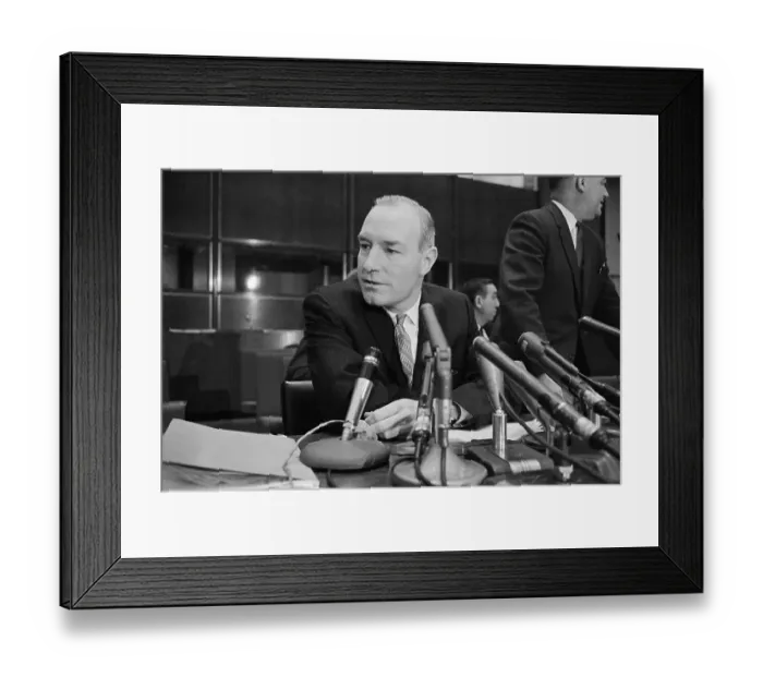 Framed Print : Harland Cleveland Speaking at a Press Conference Framed Print : Harland Cleveland Speaking at a Press Conference