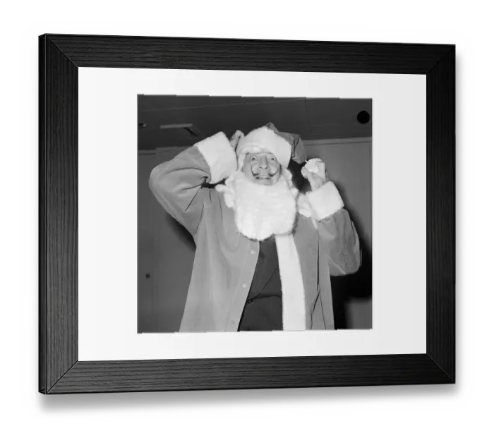 Framed Print : Salvador Dali In Santa Outfit Framed Print : Salvador Dali In Santa Outfit