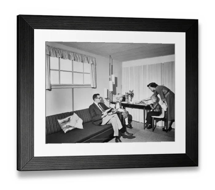 Framed Print : Family In Fallout Shelter W / A Window Framed Print : Family In Fallout Shelter W / A Window