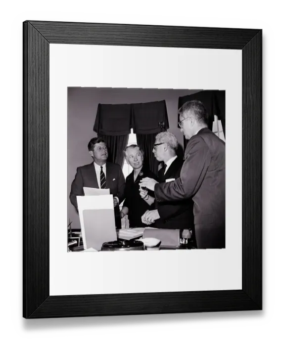Framed Print : Pres. Kennedy And Members Of Commission