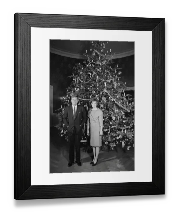 Framed Print : President Kennedy and Wife with Christmas Tree Framed Print : President Kennedy and Wife with Christmas Tree