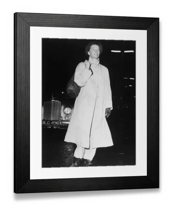 Framed Print : Katharine Hepburn in Raincoat