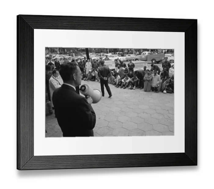 Framed Print : Mayor Addresses African American Protesters Framed Print : Mayor Addresses African American Protesters