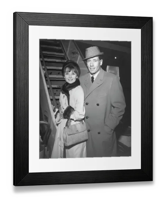 Framed Print : Audrey Hepburn and Mel Ferrer Leaving New York