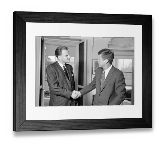 Framed Print : Billy Graham and President Kennedy Shake Hands Framed Print : Billy Graham and President Kennedy Shake Hands