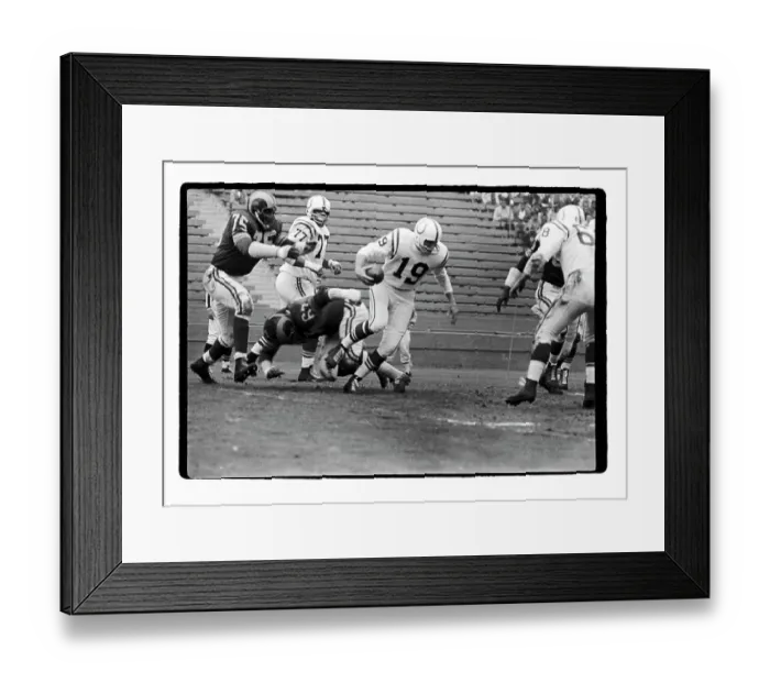 Framed Print : Quarterback Johnny Unitas Runs Through the Rams Defense Framed Print : Quarterback Johnny Unitas Runs Through the Rams Defense