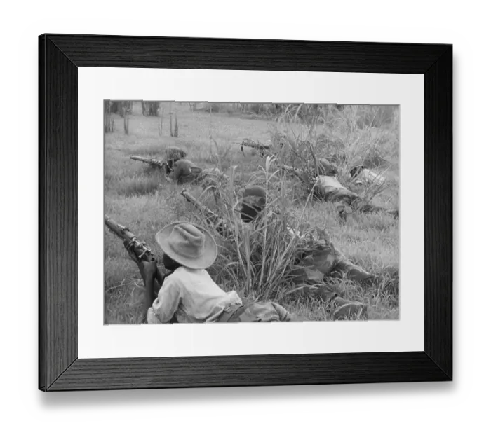 Framed Print : Soldiers On Ground In Cover; Fighting Framed Print : Soldiers On Ground In Cover; Fighting