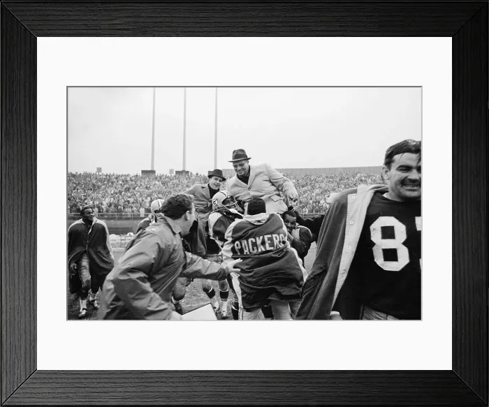 Framed Print : Vince Lombardi Being Carried in Victory Framed Print : Vince Lombardi Being Carried in Victory