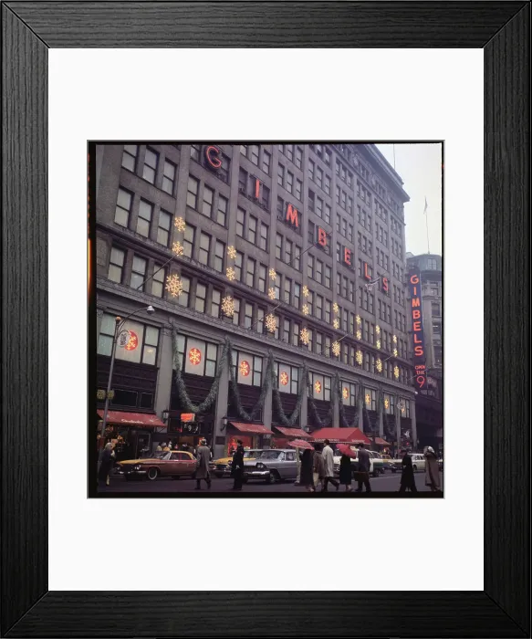 Framed Print : Gimbels Department Store with Christmas Decorations Framed Print : Gimbels Department Store with Christmas Decorations