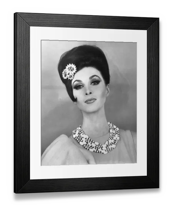 Framed Print : Woman Wears Flower Pin In Hair;Bead Neck Framed Print : Woman Wears Flower Pin In Hair;Bead Neck