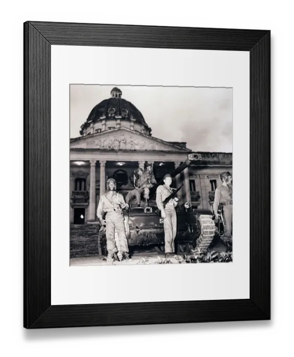 Framed Print : Guards with Tank Outside Government Palace Framed Print : Guards with Tank Outside Government Palace