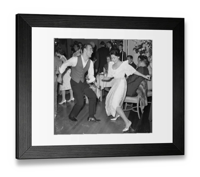 Framed Print : Dancers on Stage at Microphone