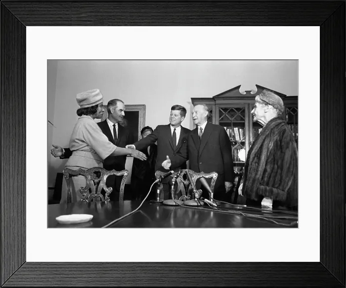 Framed Print : President Kennedy Introducing Konrad Adenauer Framed Print : President Kennedy Introducing Konrad Adenauer