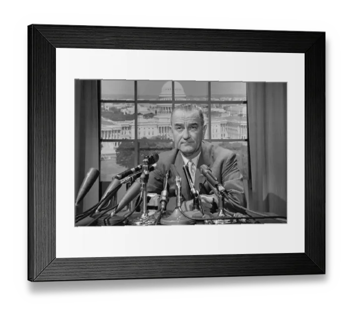 Framed Print : Lyndon B. Johnson at Press Conference Framed Print : Lyndon B. Johnson at Press Conference