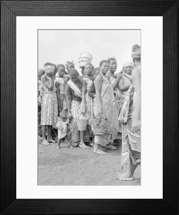 Framed Print : Baluba Tribeswomen Preparing to Receive Food Distribution Framed Print : Baluba Tribeswomen Preparing to Receive Food Distribution