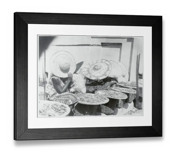 Framed Print : Women Covering Faces with Hats Framed Print : Women Covering Faces with Hats