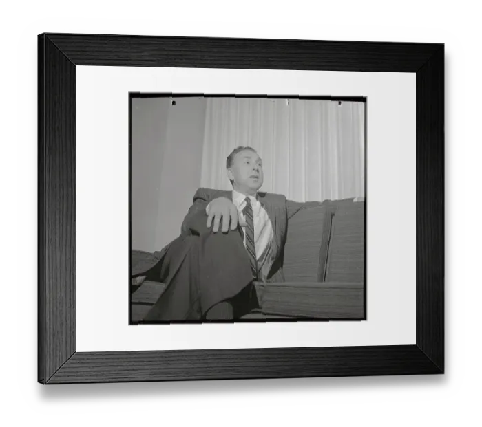Framed Print : Robert Hofstadter Sitting with One Arm on Back of Couch Framed Print : Robert Hofstadter Sitting with One Arm on Back of Couch
