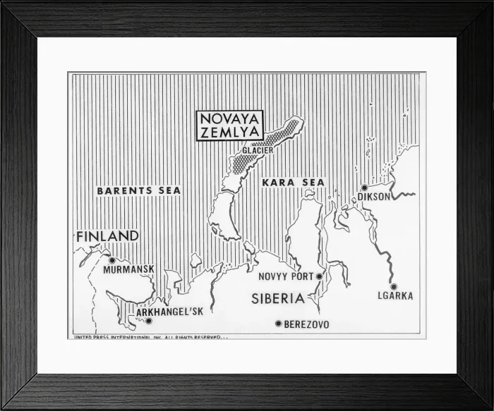 Framed Print : Map of the Islands of Novaya Zemlya Framed Print : Map of the Islands of Novaya Zemlya