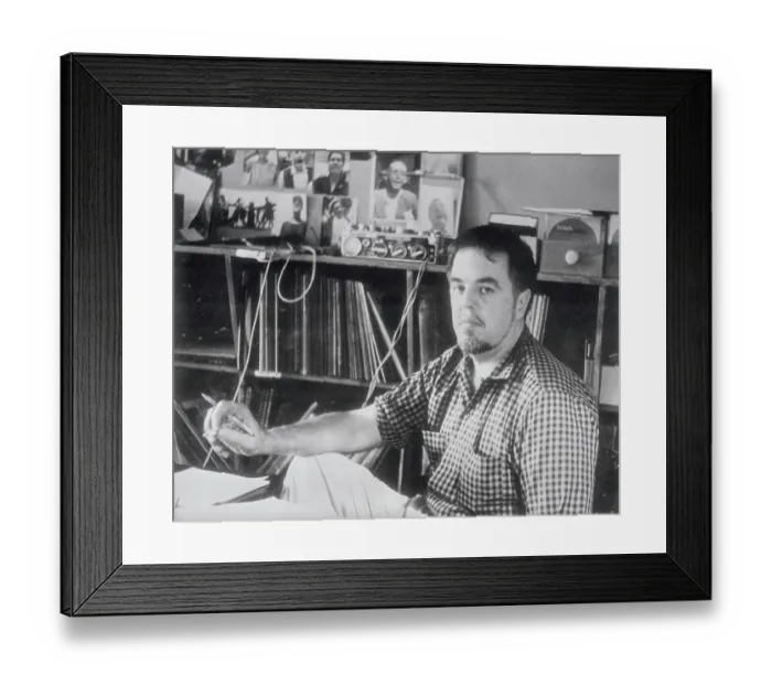 Framed Print : Alan Lomax in Studio Framed Print : Alan Lomax in Studio