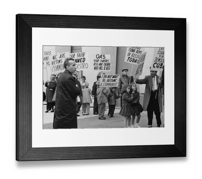 Framed Print : Protesters Carrying Signs Against Communism in Cuba Framed Print : Protesters Carrying Signs Against Communism in Cuba