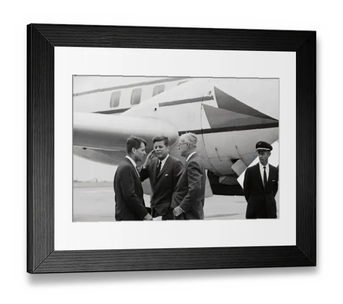 Framed Print : John F. Kennedy with Father and Brother Near Airplane Framed Print : John F. Kennedy with Father and Brother Near Airplane