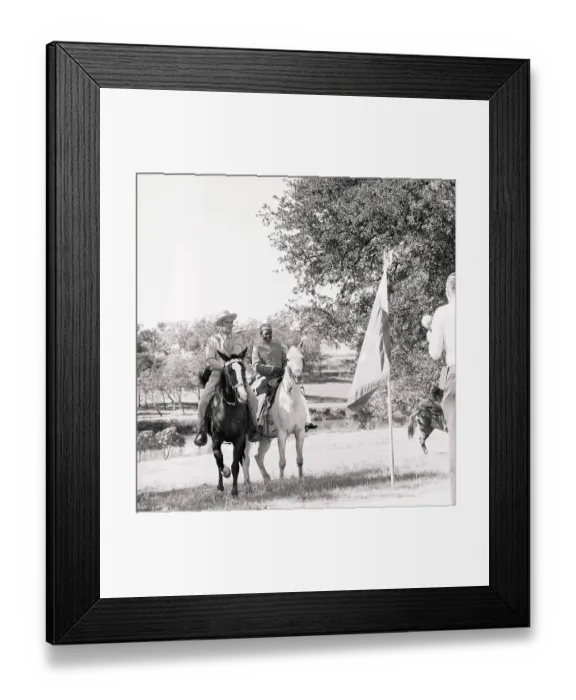Framed Print : Lyndon Johnson and Bashir Ahmad Riding Horses Framed Print : Lyndon Johnson and Bashir Ahmad Riding Horses