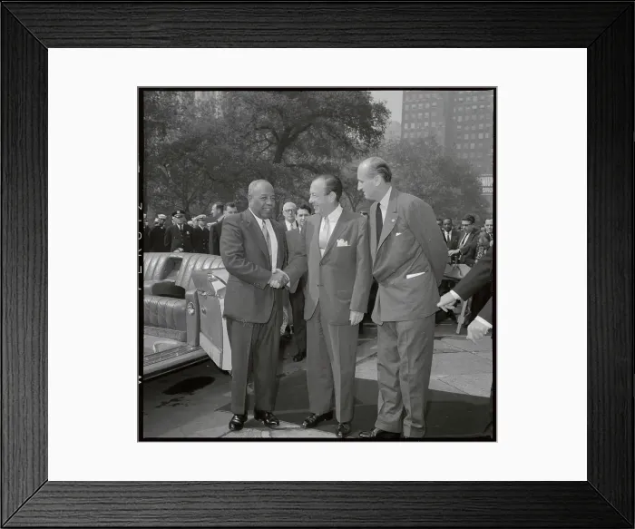 Framed Print : Dignitary Leaving Limousine and Meeting Mayor Wagner Framed Print : Dignitary Leaving Limousine and Meeting Mayor Wagner