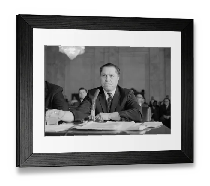 Framed Print : Jimmy Hoffa Testifying at Senate Meeting Framed Print : Jimmy Hoffa Testifying at Senate Meeting