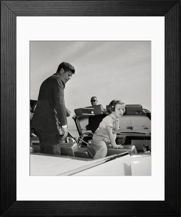 Framed Print : Young Caroline Kennedy with Her Father in Convertible Framed Print : Young Caroline Kennedy with Her Father in Convertible