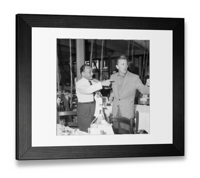 Framed Print : Edward G. Robinson and Kirk Douglas at Restaurant Framed Print : Edward G. Robinson and Kirk Douglas at Restaurant