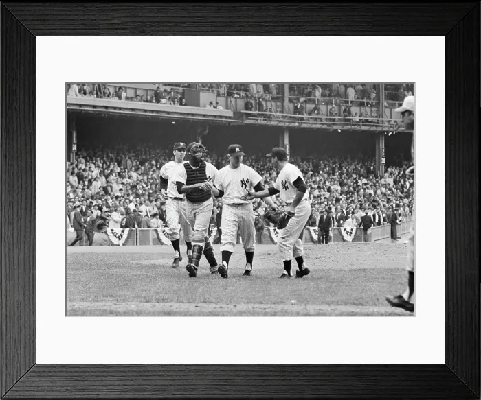 Framed Print : Whitey Ford Congratulated By Teammates Framed Print : Whitey Ford Congratulated By Teammates