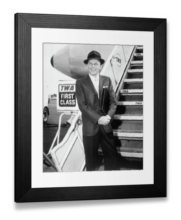 Framed Print : Singer Frank Sinatra Boarding TWA Jet Framed Print : Singer Frank Sinatra Boarding TWA Jet