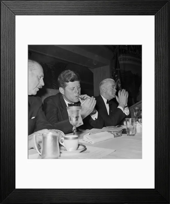 Framed Print : President John Kennedy Lighting A Cigar Framed Print : President John Kennedy Lighting A Cigar
