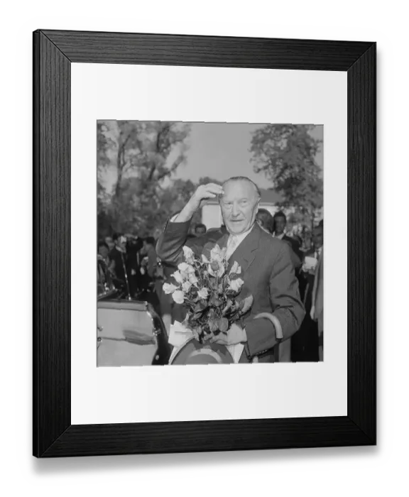 Framed Print : Konrad Adenauer Holding Bouquet of Roses