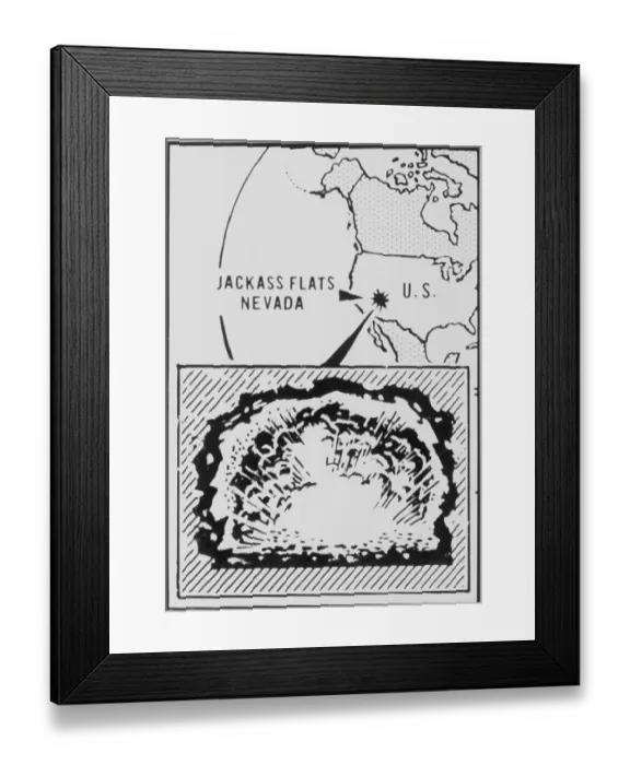 Framed Print : United States Nuclear Weapons Test Map Framed Print : United States Nuclear Weapons Test Map