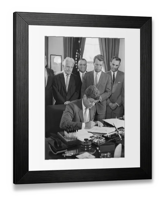 Framed Print : President John F. Kennedy Signs Anti-Racketeering Bill Framed Print : President John F. Kennedy Signs Anti-Racketeering Bill