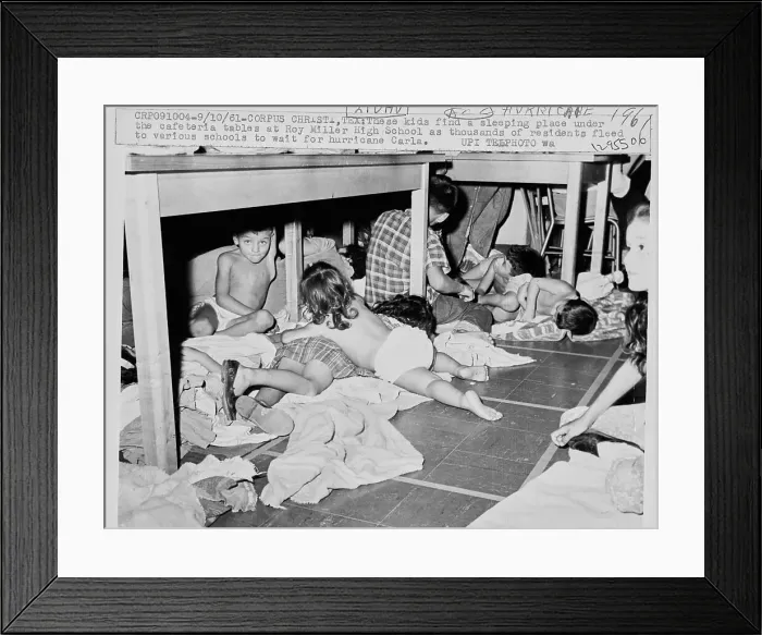 Framed Print : Refugee Children Shelter From Hurricane Carla Framed Print : Refugee Children Shelter From Hurricane Carla