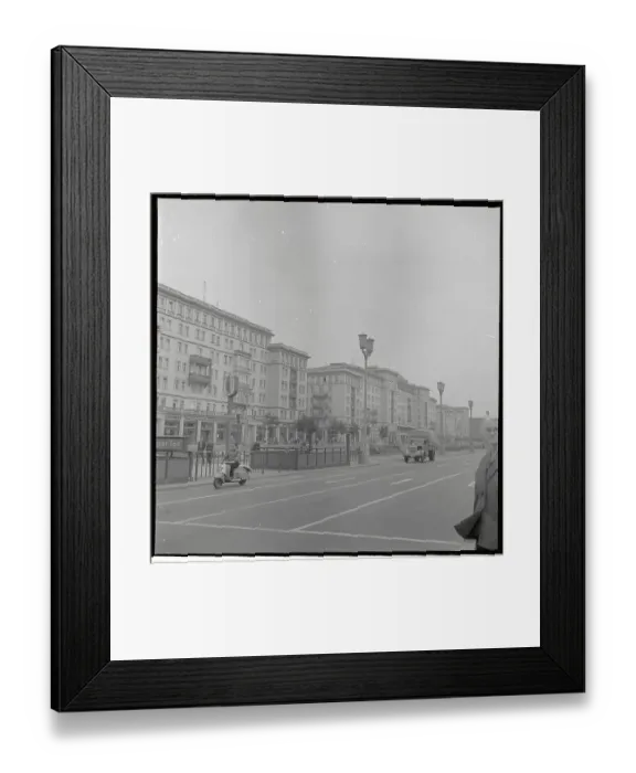 Framed Print : Street Scene with Buildings and Vehicles Framed Print : Street Scene with Buildings and Vehicles