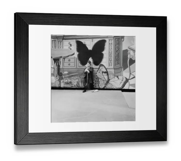Framed Print : Salvador Dali Posing with Theater Backdrop Framed Print : Salvador Dali Posing with Theater Backdrop