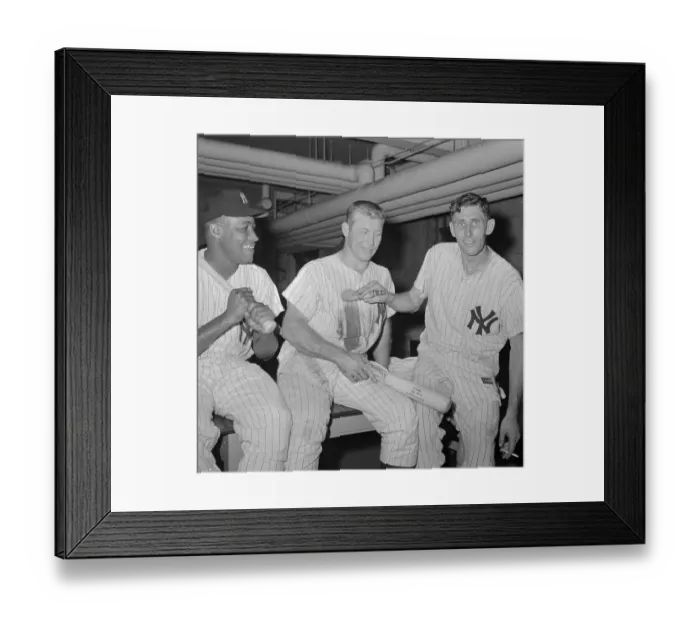 Framed Print : Yankee Greats Sitting in Dressing Room in Uniform Framed Print : Yankee Greats Sitting in Dressing Room in Uniform