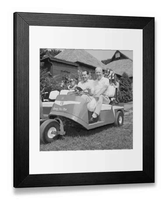 Framed Print : Dwight Eisenhower and Richard Nixon on Golf Cart Framed Print : Dwight Eisenhower and Richard Nixon on Golf Cart