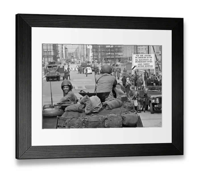 Framed Print : US Soldiers in Tank Look at East Berlin Framed Print : US Soldiers in Tank Look at East Berlin