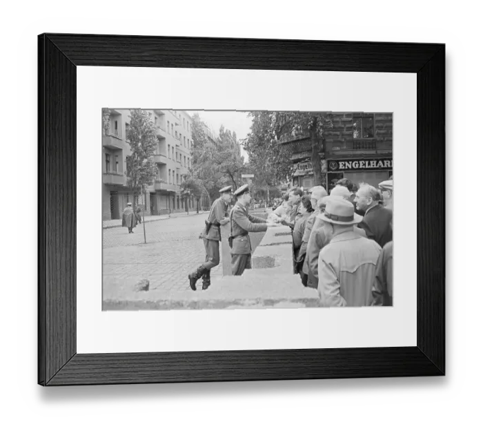 Framed Print : East German Police Talk to West Germans Framed Print : East German Police Talk to West Germans